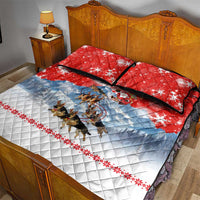 German Shepherd Christmas Quilt Bed Set with Santa Sleigh Ride and Snowy Mountain Design - Wonder Print Shop