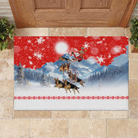 German Shepherd Christmas Rubber Doormat with Santa Sleigh Ride and Snowy Mountain Design - Wonder Print Shop