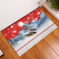 German Shepherd Christmas Rubber Doormat with Santa Sleigh Ride and Snowy Mountain Design - Wonder Print Shop