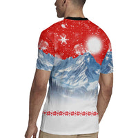 German Shepherd Christmas Rugby Jersey with Santa Sleigh Ride and Snowy Mountain Design - Wonder Print Shop