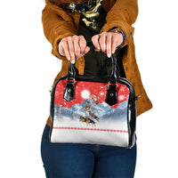 German Shepherd Christmas Shoulder Handbag with Santa Sleigh Ride and Snowy Mountain Design - Wonder Print Shop