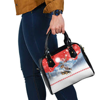 German Shepherd Christmas Shoulder Handbag with Santa Sleigh Ride and Snowy Mountain Design - Wonder Print Shop