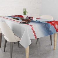 German Shepherd Christmas Tablecloth with Santa Sleigh Ride and Snowy Mountain Design - Wonder Print Shop