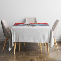 German Shepherd Christmas Tablecloth with Santa Sleigh Ride and Snowy Mountain Design - Wonder Print Shop
