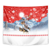 German Shepherd Christmas Tapestry with Santa Sleigh Ride and Snowy Mountain Design - Wonder Print Shop