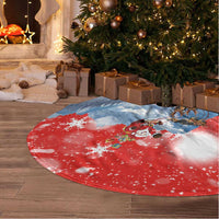 German Shepherd Christmas Tree Skirt with Santa Sleigh Ride and Snowy Mountain Design - Wonder Print Shop