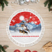 German Shepherd Christmas Tree Skirt with Santa Sleigh Ride and Snowy Mountain Design - Wonder Print Shop