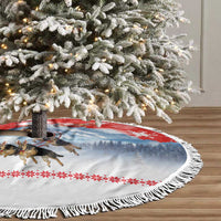 German Shepherd Christmas Tree Skirt with Santa Sleigh Ride and Snowy Mountain Design - Wonder Print Shop
