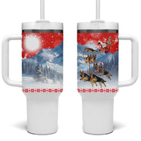 German Shepherd Christmas Tumbler With Handle with Santa Sleigh Ride and Snowy Mountain Design - Wonder Print Shop