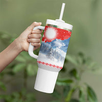 German Shepherd Christmas Tumbler With Handle with Santa Sleigh Ride and Snowy Mountain Design - Wonder Print Shop