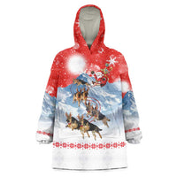 German Shepherd Christmas Wearable Blanket Hoodie with Santa Sleigh Ride and Snowy Mountain Design - Wonder Print Shop