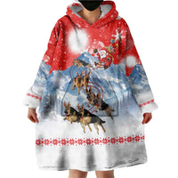 German Shepherd Christmas Wearable Blanket Hoodie with Santa Sleigh Ride and Snowy Mountain Design - Wonder Print Shop