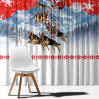 German Shepherd Christmas Window Curtain with Santa Sleigh Ride and Snowy Mountain Design - Wonder Print Shop