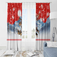 German Shepherd Christmas Window Curtain with Santa Sleigh Ride and Snowy Mountain Design - Wonder Print Shop