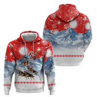 German Shepherd Christmas Zip Hoodie with Santa Sleigh Ride and Snowy Mountain Design - Wonder Print Shop