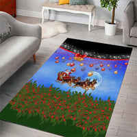 German Shepherd Christmas Area Rug with Santa Sleigh and Holiday Ornament Design - Wonder Print Shop