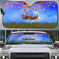 German Shepherd Christmas Auto Sun Shade with Santa Sleigh and Holiday Ornament Design - Wonder Print Shop