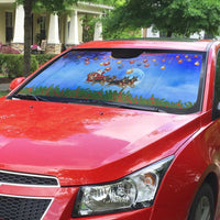 German Shepherd Christmas Auto Sun Shade with Santa Sleigh and Holiday Ornament Design - Wonder Print Shop