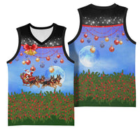 German Shepherd Christmas Basketball Jersey with Santa Sleigh and Holiday Ornament Design - Wonder Print Shop