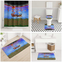 German Shepherd Christmas Bathroom Set with Santa Sleigh and Holiday Ornament Design - Wonder Print Shop