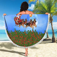 German Shepherd Christmas Beach Blanket with Santa Sleigh and Holiday Ornament Design - Wonder Print Shop