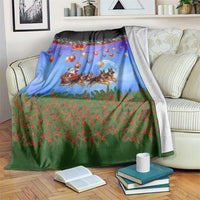 German Shepherd Christmas Blanket with Santa Sleigh and Holiday Ornament Design - Wonder Print Shop