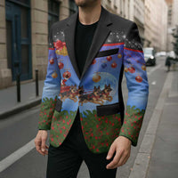 German Shepherd Christmas Blazer with Santa Sleigh and Holiday Ornament Design - Wonder Print Shop