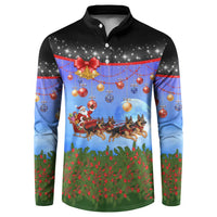 German Shepherd Christmas Button Sweatshirt with Santa Sleigh and Holiday Ornament Design - Wonder Print Shop