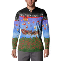 German Shepherd Christmas Button Sweatshirt with Santa Sleigh and Holiday Ornament Design - Wonder Print Shop