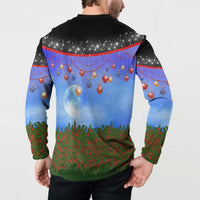 German Shepherd Christmas Button Sweatshirt with Santa Sleigh and Holiday Ornament Design - Wonder Print Shop