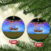 German Shepherd Christmas Ceramic Ornament with Santa Sleigh and Holiday Ornament Design - Wonder Print Shop