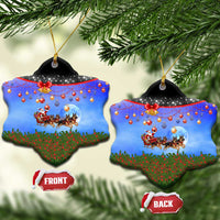 German Shepherd Christmas Ceramic Ornament with Santa Sleigh and Holiday Ornament Design - Wonder Print Shop