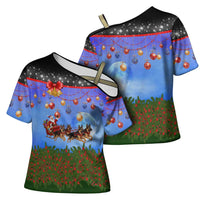 German Shepherd Christmas Cross Shoulder Shirt with Santa Sleigh and Holiday Ornament Design - Wonder Print Shop
