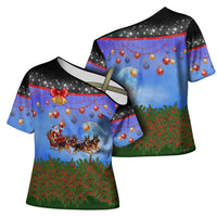 German Shepherd Christmas Cross Shoulder Shirt with Santa Sleigh and Holiday Ornament Design - Wonder Print Shop