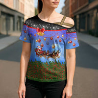 German Shepherd Christmas Cross Shoulder Shirt with Santa Sleigh and Holiday Ornament Design - Wonder Print Shop