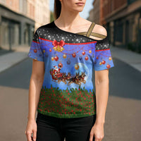 German Shepherd Christmas Cross Shoulder Shirt with Santa Sleigh and Holiday Ornament Design - Wonder Print Shop