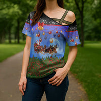 German Shepherd Christmas Cross Shoulder Shirt with Santa Sleigh and Holiday Ornament Design - Wonder Print Shop