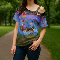 German Shepherd Christmas Cross Shoulder Shirt with Santa Sleigh and Holiday Ornament Design - Wonder Print Shop