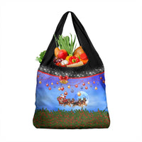 German Shepherd Christmas Grocery Bag with Santa Sleigh and Holiday Ornament Design - Wonder Print Shop