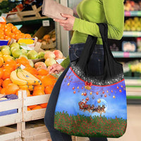 German Shepherd Christmas Grocery Bag with Santa Sleigh and Holiday Ornament Design - Wonder Print Shop