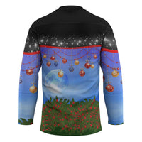 German Shepherd Christmas Hockey Jersey with Santa Sleigh and Holiday Ornament Design - Wonder Print Shop