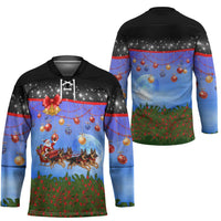 German Shepherd Christmas Hockey Jersey with Santa Sleigh and Holiday Ornament Design - Wonder Print Shop