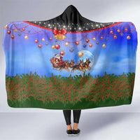 German Shepherd Christmas Hooded Blanket with Santa Sleigh and Holiday Ornament Design - Wonder Print Shop