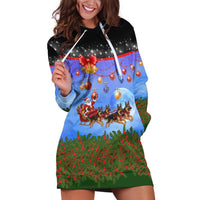 German Shepherd Christmas Hoodie Dress with Santa Sleigh and Holiday Ornament Design - Wonder Print Shop