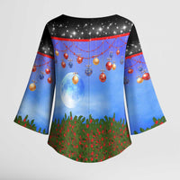 German Shepherd Christmas Kimono Sleeve Blouse with Santa Sleigh and Holiday Ornament Design - Wonder Print Shop