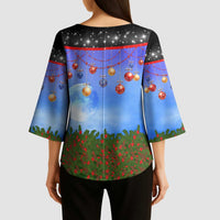 German Shepherd Christmas Kimono Sleeve Blouse with Santa Sleigh and Holiday Ornament Design - Wonder Print Shop