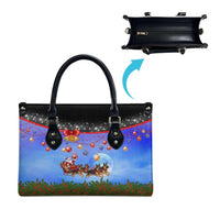 German Shepherd Christmas Leather Bag with Santa Sleigh and Holiday Ornament Design - Wonder Print Shop