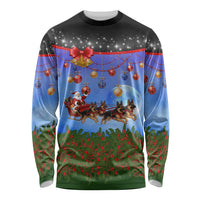 German Shepherd Christmas Long Sleeve Shirt with Santa Sleigh and Holiday Ornament Design - Wonder Print Shop