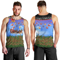 German Shepherd Christmas Men Tank Top with Santa Sleigh and Holiday Ornament Design - Wonder Print Shop