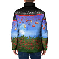 German Shepherd Christmas Padded Jacket with Santa Sleigh and Holiday Ornament Design - Wonder Print Shop